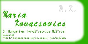 maria kovacsovics business card